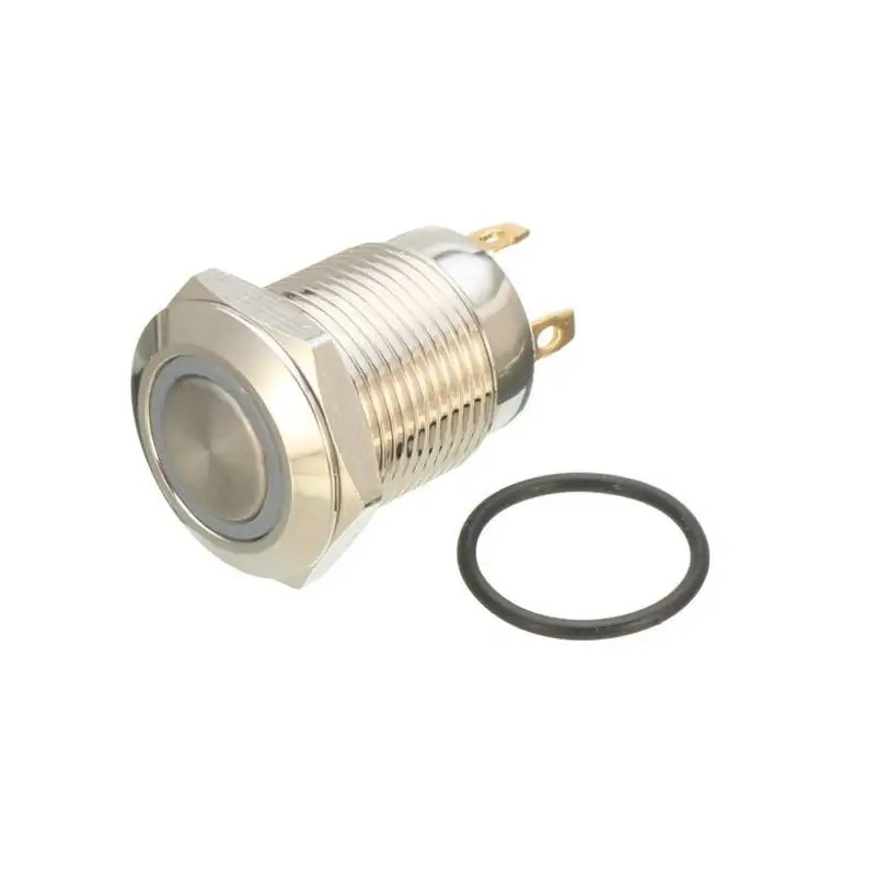 16mm 12V Ring (Red Light) Self-Lock Non-Momentary Metal Push-button Switch