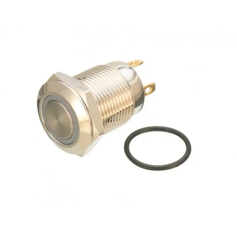 16mm 24V Ring (Green Light) Self-Lock Non-Momentary Metal Push-button Switch